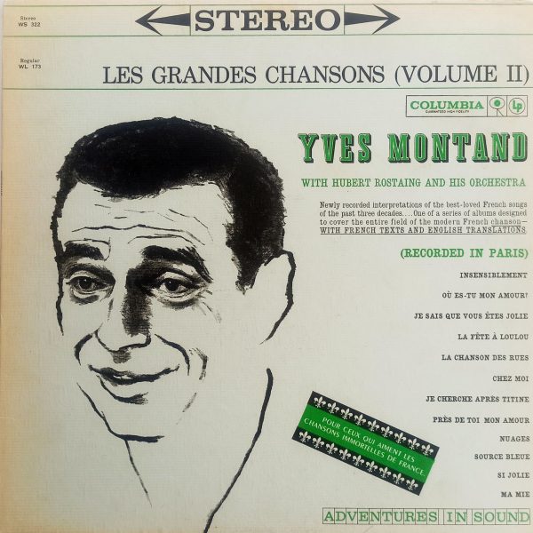 Yves Montand With Hubert Rostaing And His Orchestra, Ив Монтан - Les Grandes Chansons (Volume II) (USA, 1960) LP, EX, виниловая пластинка